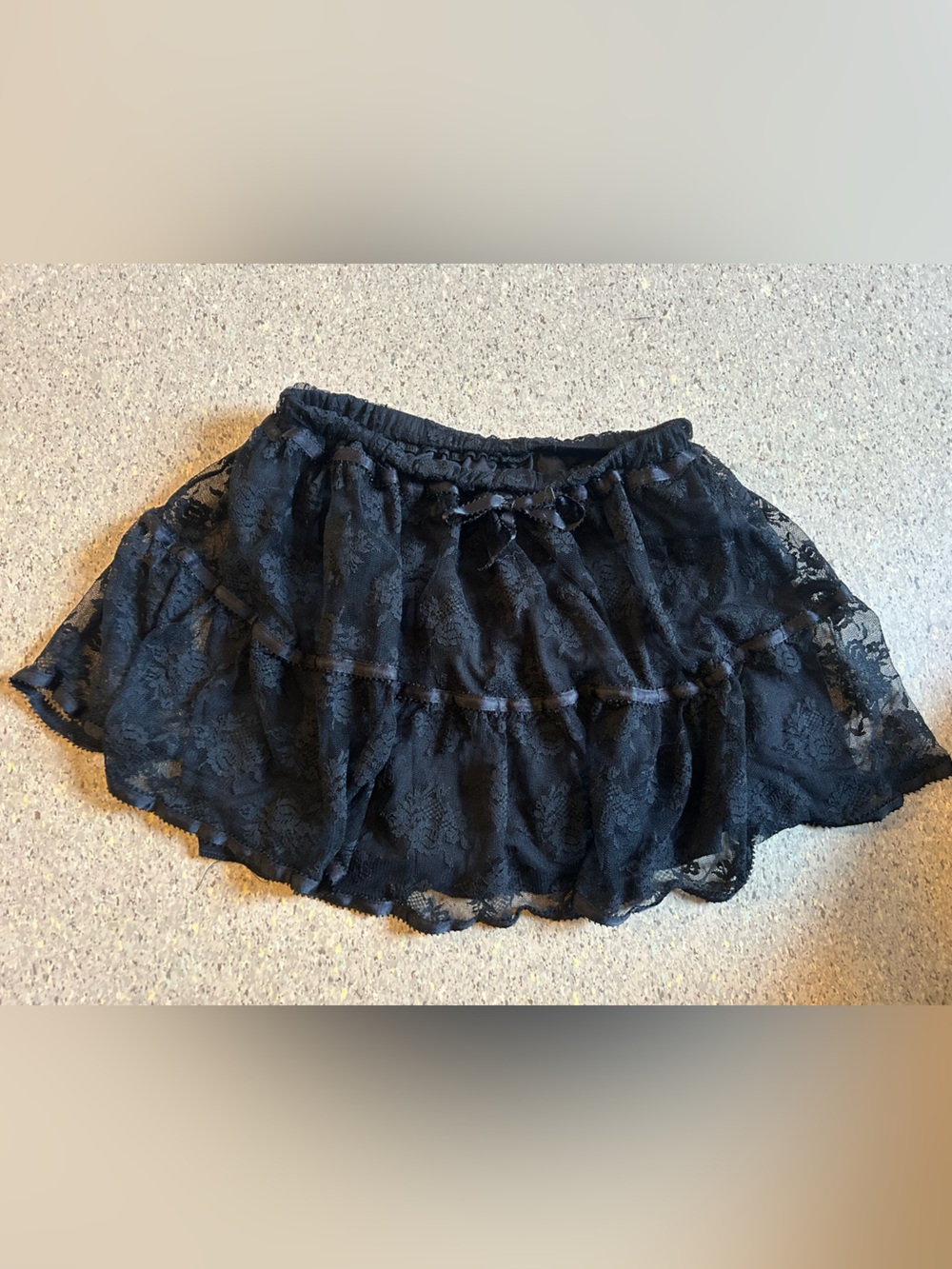 Black Lace Tiered Mini Skirt